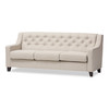 Baxton Studio Arcadia Beige Upholstered Button-Tufted Living Room 3-Seater Sofa 130-7095